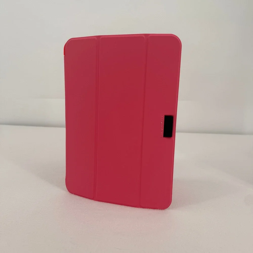 Pink Tri-Fold Smart Folio Tablet Case with Translucent Back and Stylus Loop